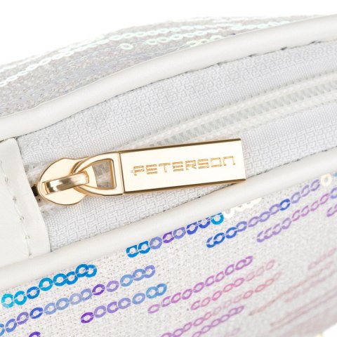 Kosmetyczka z materiału syntetycznego w białym kolorze, jednokomorowa - Peterson