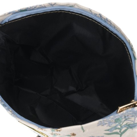 Kosmetyczka z materiału syntetycznego w błękitno-beżowym kolorze zdobiona kwiatami - Peterson