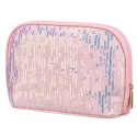 Różowa kosmetyczka z materiału syntetycznego, jednokomorowa - Peterson