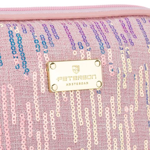 Różowa kosmetyczka z materiału syntetycznego, jednokomorowa - Peterson