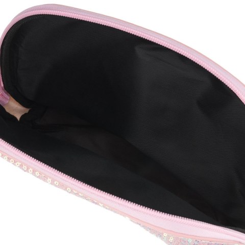 Różowa kosmetyczka z materiału syntetycznego, jednokomorowa - Peterson