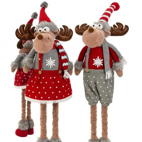 Renifer świąteczny na Boże Narodzenie, wyciągane nogi, z pluszu, 60-90 cm - KSN202