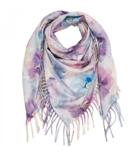 Kwiatowa kobieca chusta szal damski z frędzlami (Fioletowy)