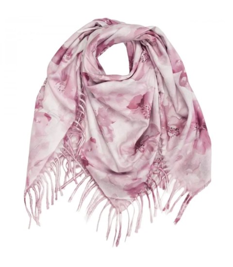 Kwiatowa kobieca chusta szal damski z frędzlami (Różowy)
