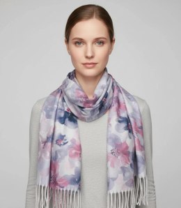 Kwiatowa kobieca chusta szal damski z frędzlami (Szary)