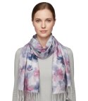 Kwiatowa kobieca chusta szal damski z frędzlami (Szary)
