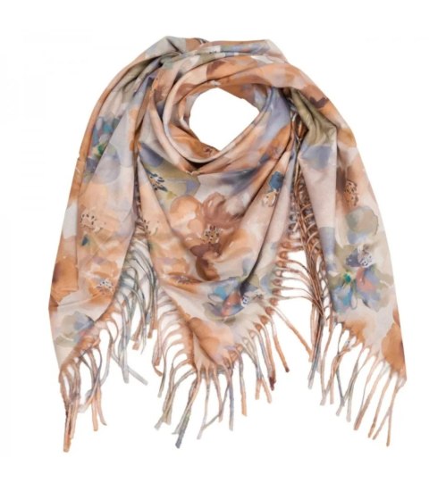 Kwiatowa kobieca chusta szal damski z frędzlami (Żółty)