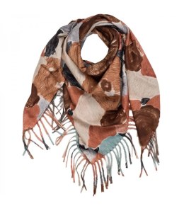 Wielobarwna elegancka chusta damski szal w kwiaty z frędzlami (Brązowy)