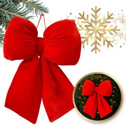 Czerwona kokarda, aksamitna, ozdoba świąteczna 29x33cm WOZ43