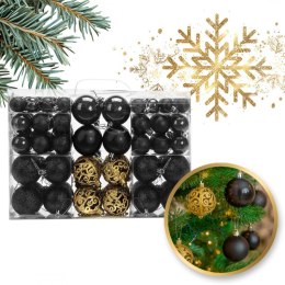 Komplet bombek bożonarodzeniowych 100szt. w opakowaniu czarne złote BSN65