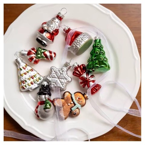 Komplet bombek bożonarodzeniowych szklanych 9 szt. w opakowaniu BSN64