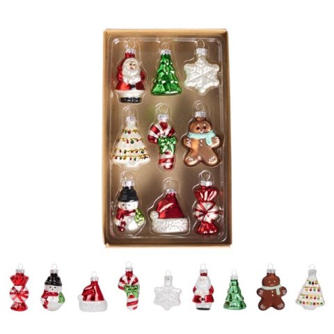 Komplet bombek bożonarodzeniowych szklanych 9 szt. w opakowaniu BSN64