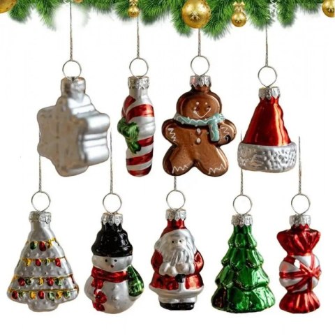 Komplet bombek bożonarodzeniowych szklanych 9 szt. w opakowaniu BSN64