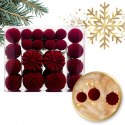 Komplet bombek na choinkę w opakowaniu, bombki welurowe 48szt. bordowe BSN72