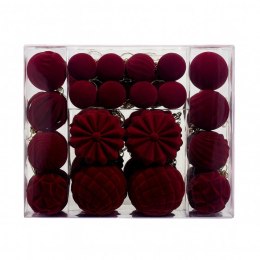 Komplet bombek na choinkę w opakowaniu, bombki welurowe 48szt. bordowe BSN72