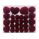 Komplet bombek na choinkę w opakowaniu, bombki welurowe 48szt. bordowe BSN72