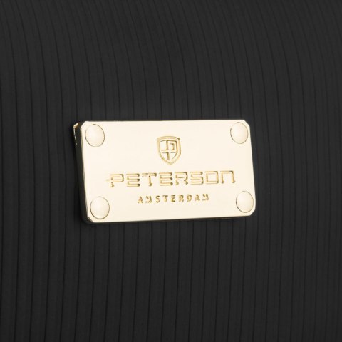 Czarna kosmetyczka z tkaniny syntetycznej wyposażona w cztery przegródki - Peterson