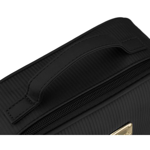 Czarna kosmetyczka z tkaniny syntetycznej wyposażona w cztery przegródki - Peterson