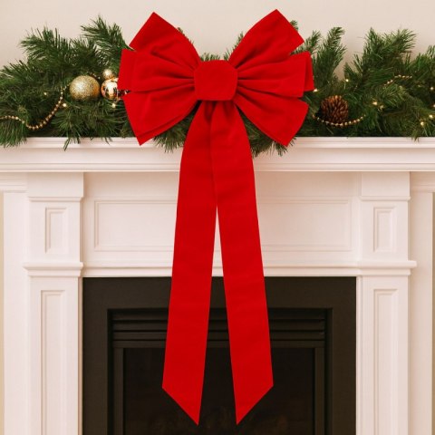 Duża czerwona kokarda ozdoba świąteczna na drzwi, choinkę 45,7 x 91,4cm WOZ46
