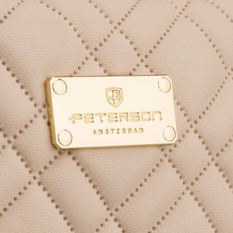 Jednokomorowa kosmetyczka z tkaniny syntetycznej w beżowym kolorze - Peterson