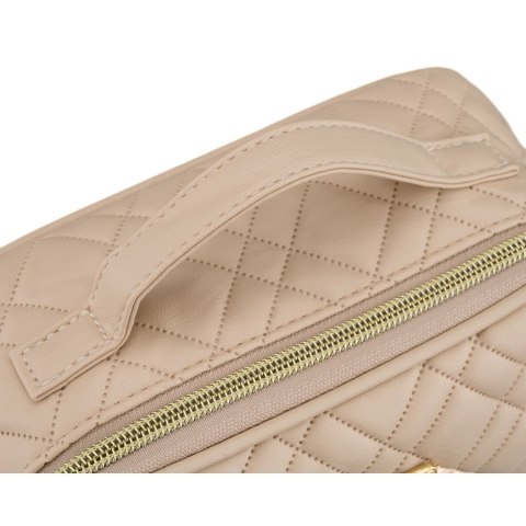 Jednokomorowa kosmetyczka z tkaniny syntetycznej w beżowym kolorze - Peterson