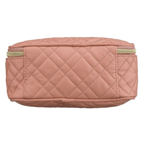 Jednokomorowa, różowa kosmetyczka z tkaniny syntetycznej z praktycznym uchwytem - Peterson