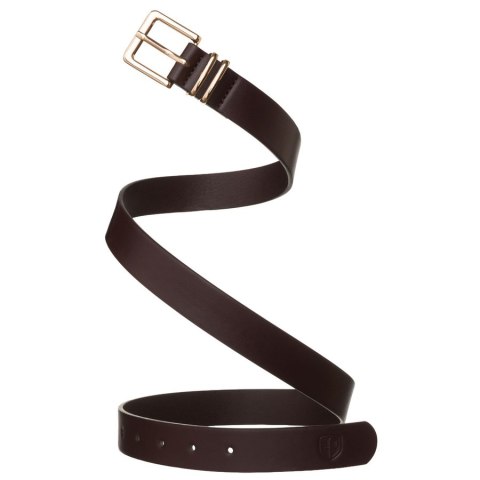 Brązowy, wąski pasek damski ze skóry ekologicznej - Peterson