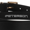 Czarny, wąski pasek damski ze skóry ekologicznej - Peterson