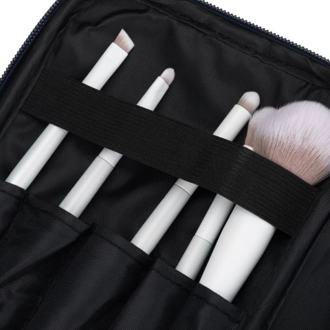 Granatowa kosmetyczka z tkaniny syntetycznej z poręcznym uchwytem - Peterson