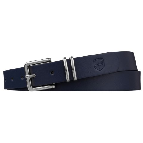 Granatowy pasek damski ze skóry ekologicznej ze srebrną klamrą - Peterson