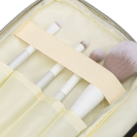 Jednokomorowa, srebrna kosmetyczka z tkaniny syntetycznej zamykana suwakiem - Peterson