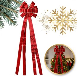 Duża czerwona kokarda XL ozdoba świąteczna na drzwi, choinkę 33 x 120cm WOZ44