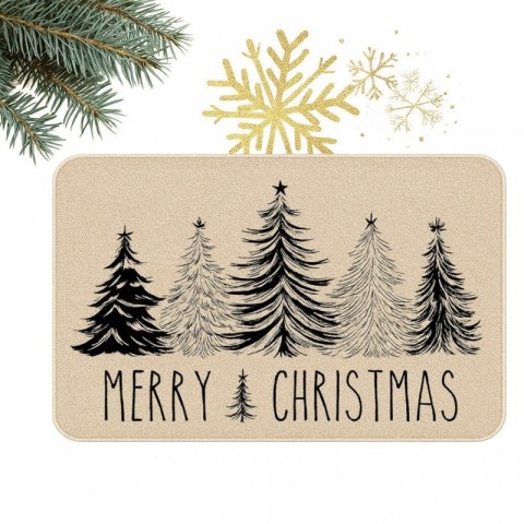 Dywanik wycieraczka świąteczna MERRY CHRISTMAS, choinki 60x90cm DYW13