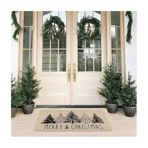 Dywanik wycieraczka świąteczna MERRY CHRISTMAS, choinki 60x90cm DYW13