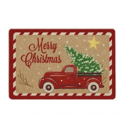Dywanik wycieraczka świąteczna MERRY CHRISTMAS, czerwone auto 60x90cm DYW12