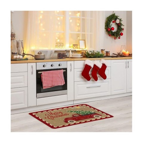 Dywanik wycieraczka świąteczna MERRY CHRISTMAS, czerwone auto 60x90cm DYW12