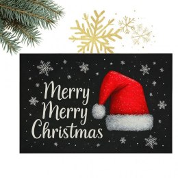 Dywanik wycieraczka świąteczna MERRY MERRY CHRISTMAS czarna 60x90cm DYW15