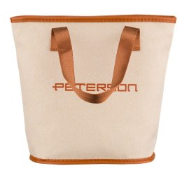 Beżowo-brązowa kosmetyczka z tkaniny syntetycznej zamykana suwakiem - Peterson