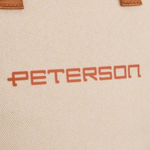 Beżowo-brązowa kosmetyczka z tkaniny syntetycznej zamykana suwakiem - Peterson