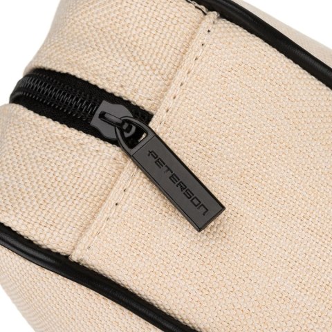 Beżowo-czarna kosmetyczka z tkaniny syntetycznej z przezroczystym panelem - Peterson