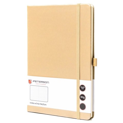 Beżowy notes w formacie A5 zadrukowany w linie - Peterson