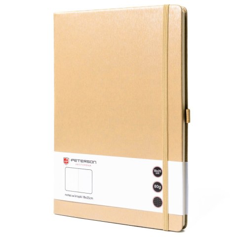 Beżowy notes w formacie B5 zadrukowany w kropki, wyposażony w gumkę zamykającą - Peterson