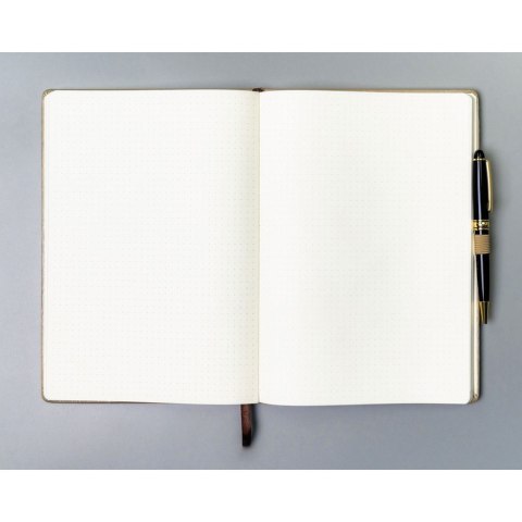 Beżowy notes w formacie B5 zadrukowany w kropki, wyposażony w gumkę zamykającą - Peterson