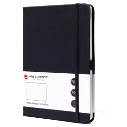 Czarny notes w formacie B6 zadrukowany w kropki, wyposażony w gumkę zamykającą - Peterson