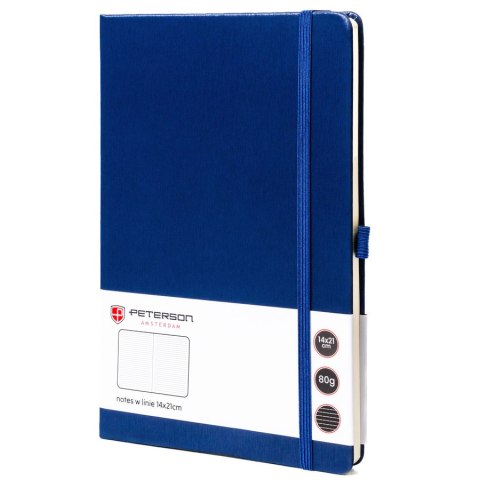 Granatowy notes w formacie A5 zadrukowany w linie - Peterson