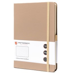 Notes w formacie B6 w kolorze khaki zadrukowany w linie, wyposażony w pętelkę na długopis - Peterson