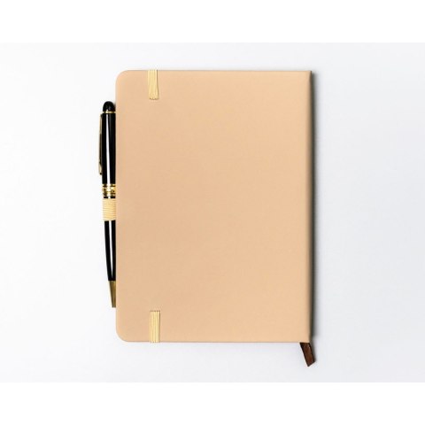 Notes w formacie B6 w kolorze khaki zadrukowany w linie, wyposażony w pętelkę na długopis - Peterson