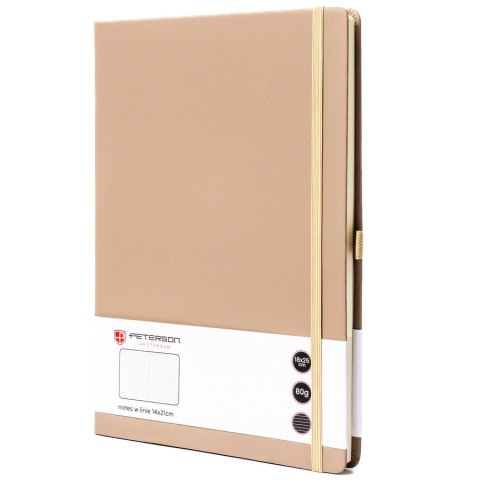 Notes w twardej oprawie w kolorze khaki zadrukowany w linie - Peterson