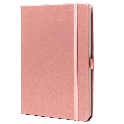 Różowy notes w formacie B6 zadrukowany w kropki, wyposażony w gumkę zamykającą - Peterson