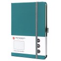Zielony notes w formacie B6 zadrukowany w linie, wyposażony w pętelkę na długopis - Peterson